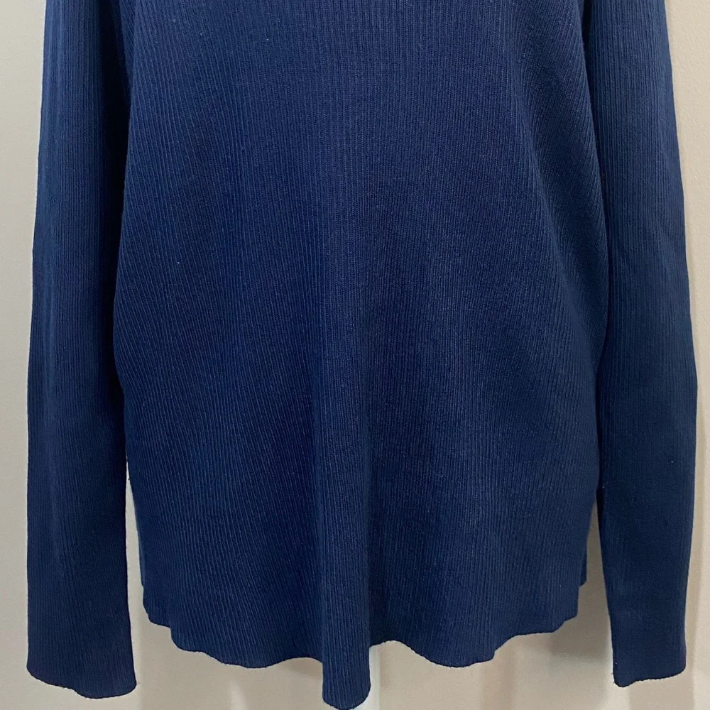 Kim Rogers Ribbed Sweater Criss Cross V-Neck Women’s XL Navy Long Sleeve Career
